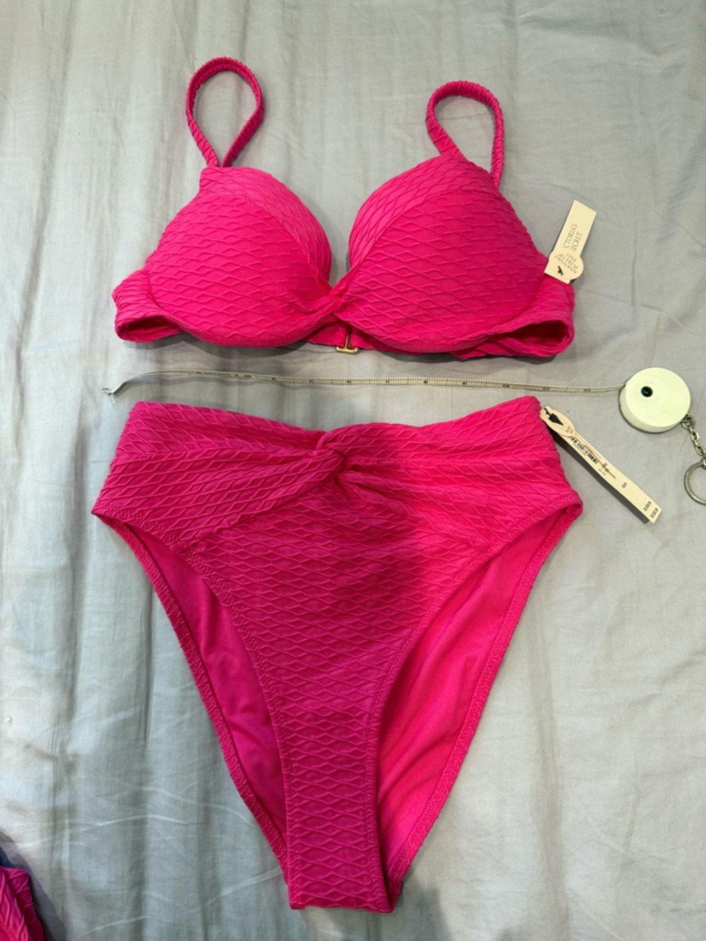 Victoria's Secret Hot Pink Textured High-Waist Bikini 34B/ Xs